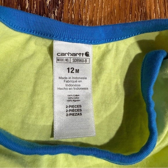 Carhartt Kids Yellow Blue Short Sleeve Fishing Logo T- Shirt Snap Closure Boys - Picture 4 of 4